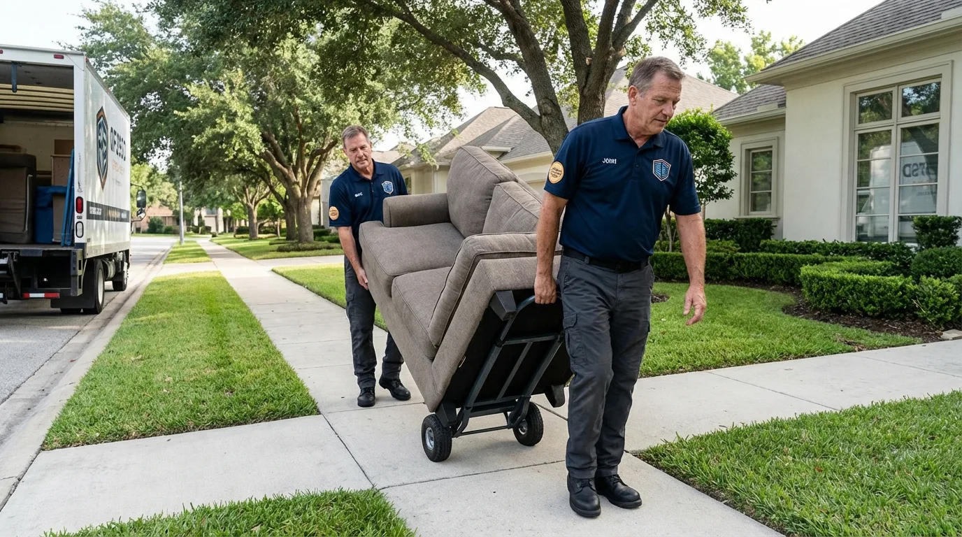 Local residential moving crew loading furniture in Paulina, LA